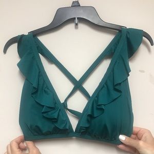 jade ruffle swim top